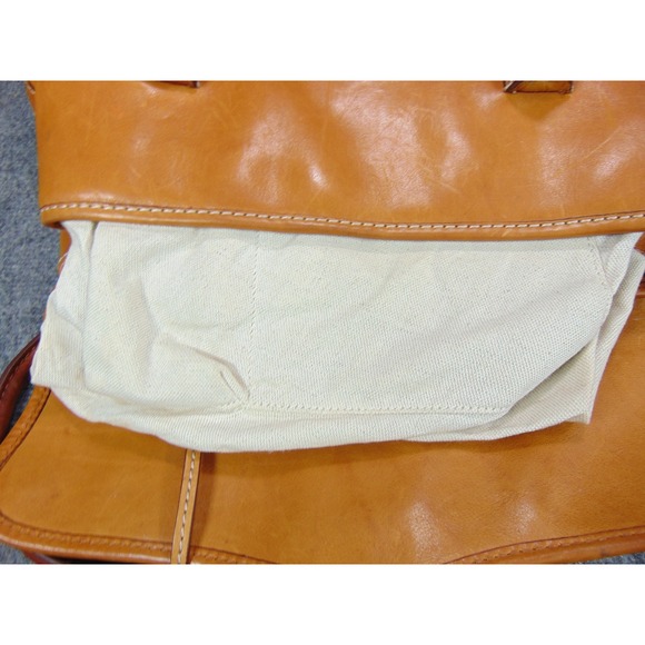 Dooney & Bourke Florentine Satchel Tan Leather Buckle Shoulder Bag FLAWS - Picture 12 of 16